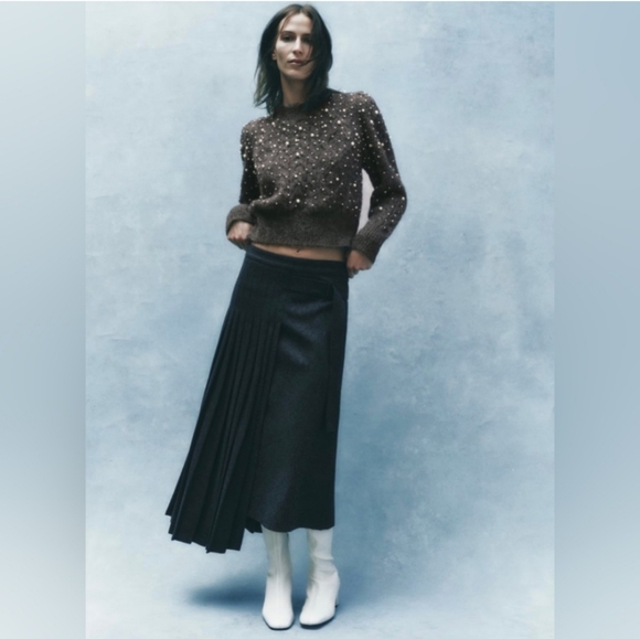 Zara NWTs Asymmetric Box Pleat Skirt Limited Edition - Picture 4 of 8